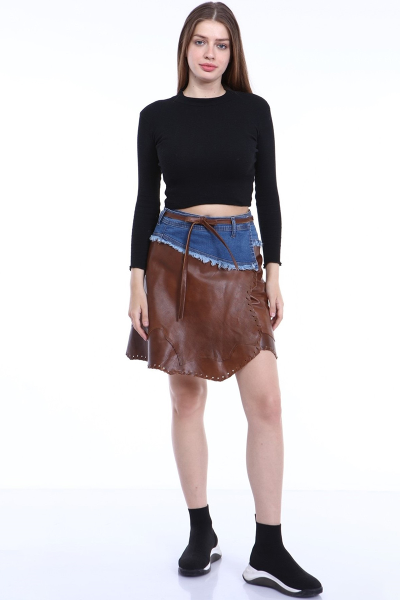 31528  LEATHER -TEXTILE SKIRT